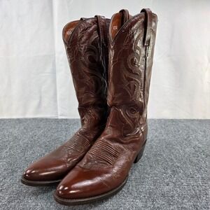 Dan Post Mens Cowboy Boots Milwuakee Leather Western Stitching Brown Size 10.5 B